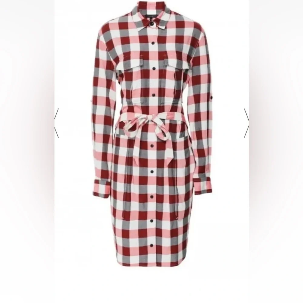 rag & bone Checkered Red and White Midi Dress - Picture 1 of 6